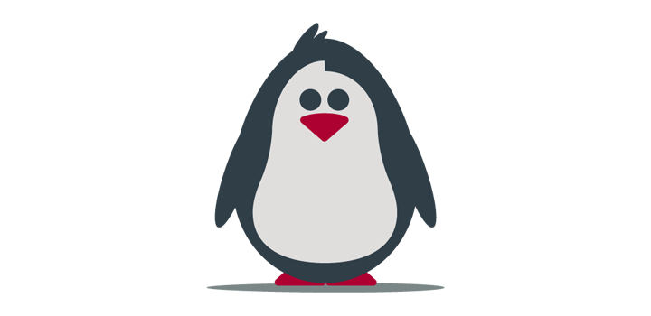 A drawing of a penguin facing forwards