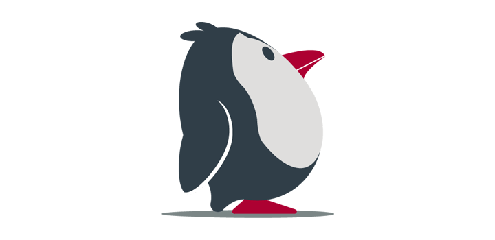 A drawing of a penguin facing sideways